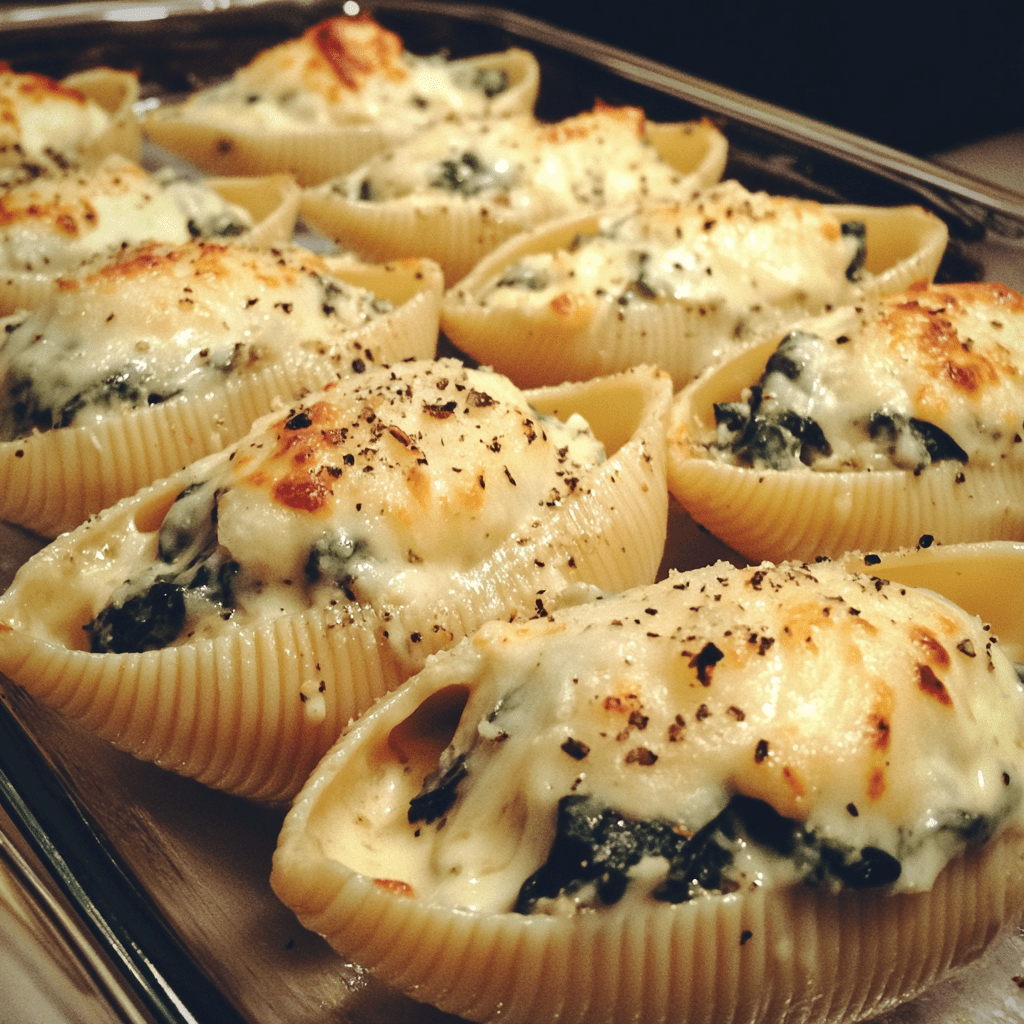 Spinach and Ricotta Stuffed Shells with Alfredo Recipe